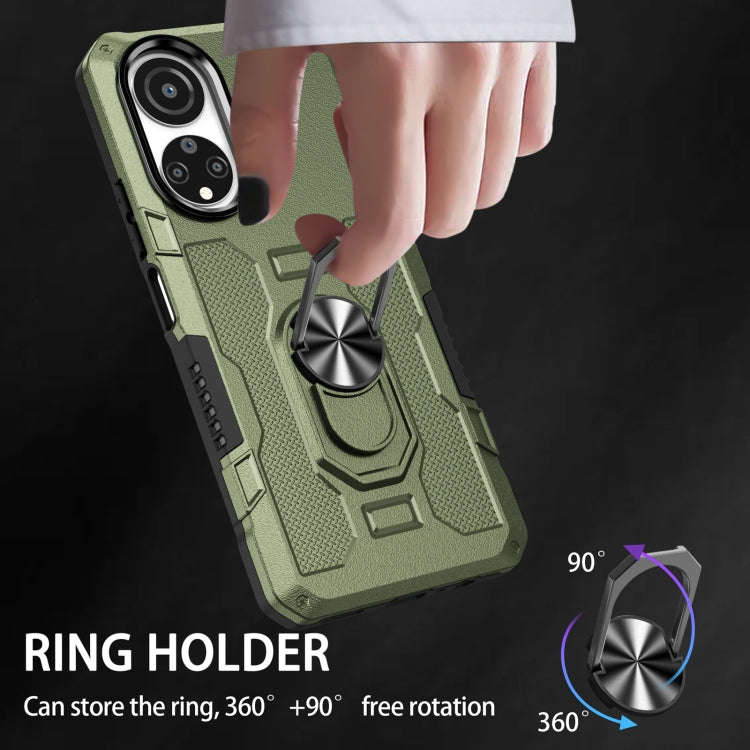 For Honor X7 Ring Holder Armor Hybrid Phone Case(Green)