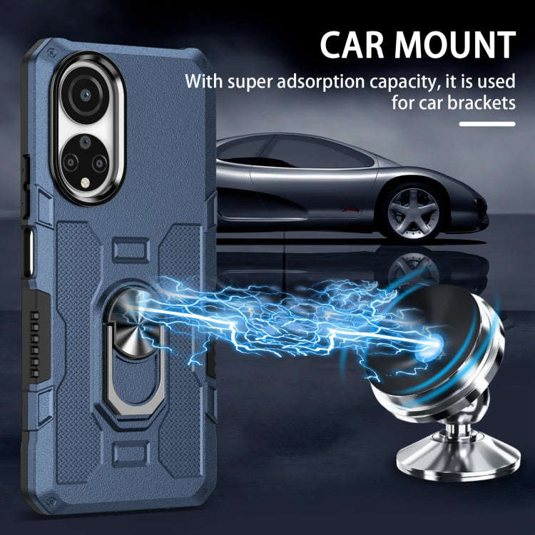 For Honor X7 Ring Holder Armor Hybrid Phone Case(Blue)