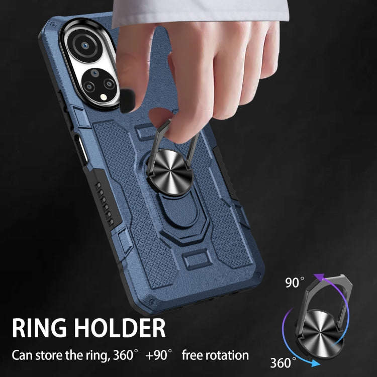 For Honor X7 Ring Holder Armor Hybrid Phone Case(Blue)