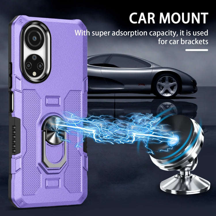 For Honor X7 Ring Holder Armor Hybrid Phone Case(Purple)