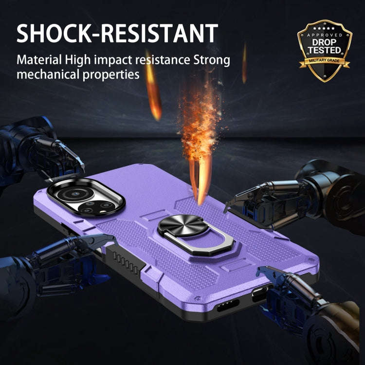 For Honor X7 Ring Holder Armor Hybrid Phone Case(Purple)