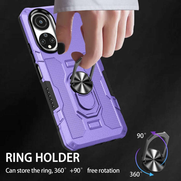 For Honor X7 Ring Holder Armor Hybrid Phone Case(Purple)