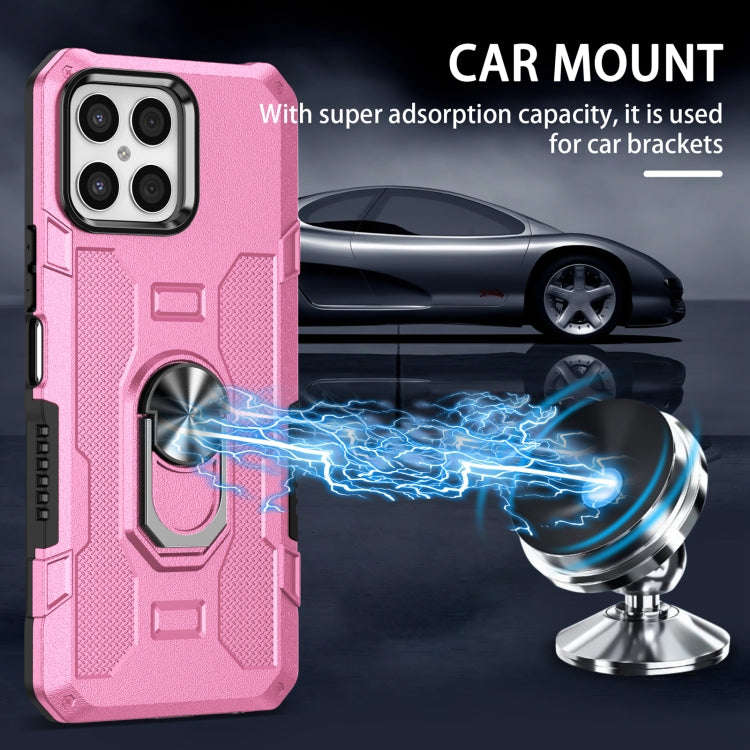 For Honor X8 Ring Holder Armor Hybrid Phone Case(Pink)