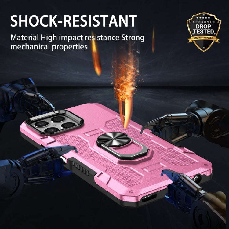 For Honor X8 Ring Holder Armor Hybrid Phone Case(Pink)