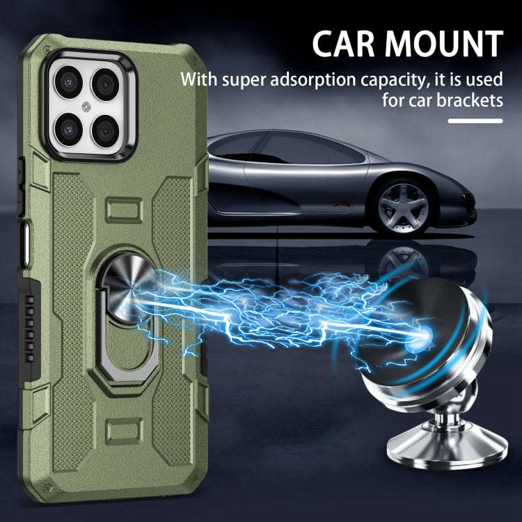 For Honor X8 Ring Holder Armor Hybrid Phone Case(Green)