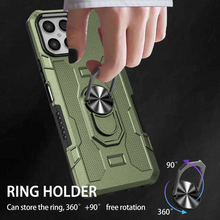 For Honor X8 Ring Holder Armor Hybrid Phone Case(Green)