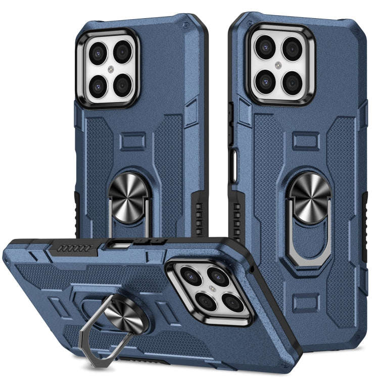 For Honor X8 Ring Holder Armor Hybrid Phone Case(Blue)