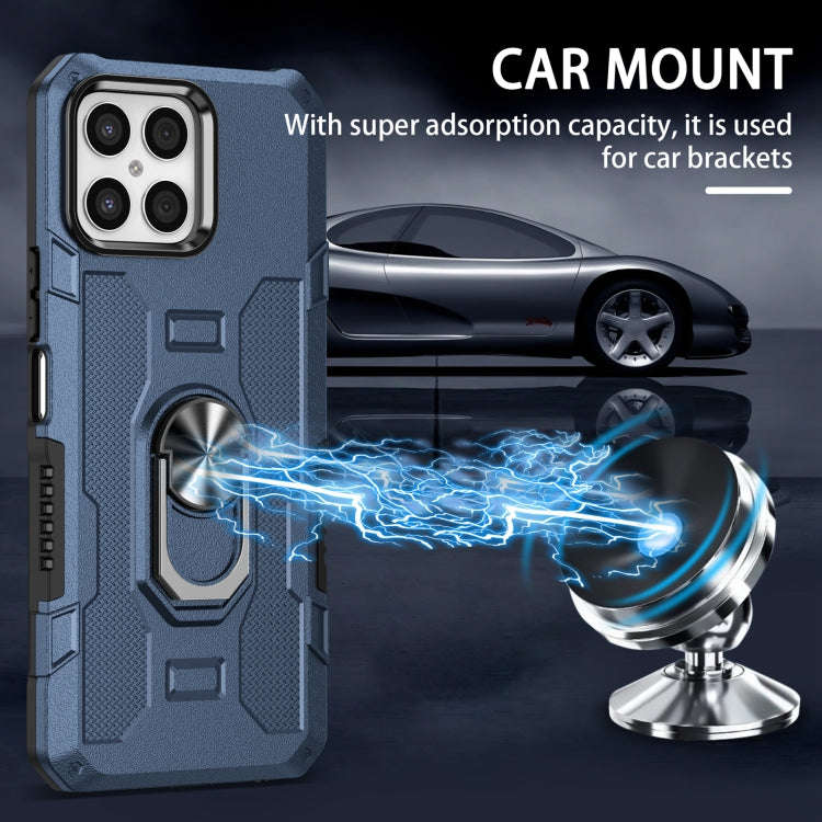 For Honor X8 Ring Holder Armor Hybrid Phone Case(Blue)