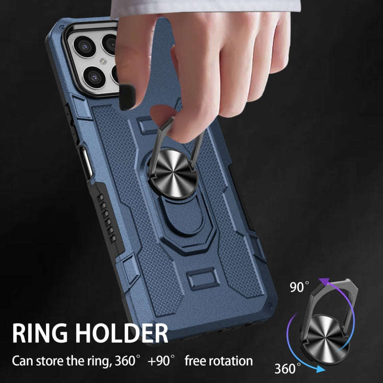 For Honor X8 Ring Holder Armor Hybrid Phone Case(Blue)