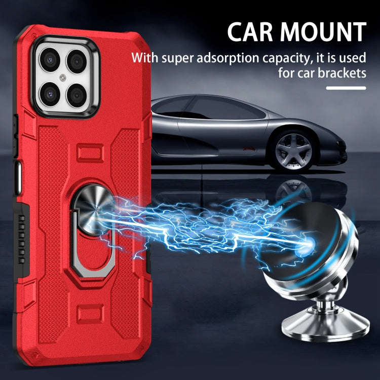 For Honor X8 Ring Holder Armor Hybrid Phone Case(Red)