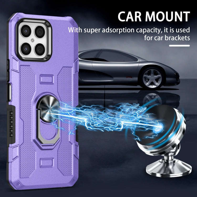 For Honor X8 Ring Holder Armor Hybrid Phone Case(Purple)