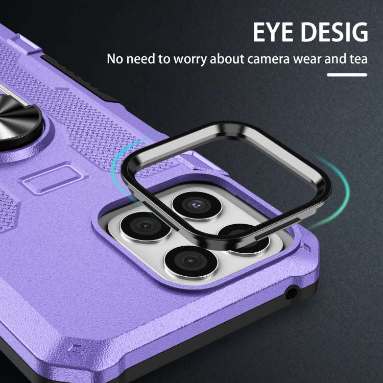 For Honor X8 Ring Holder Armor Hybrid Phone Case(Purple)
