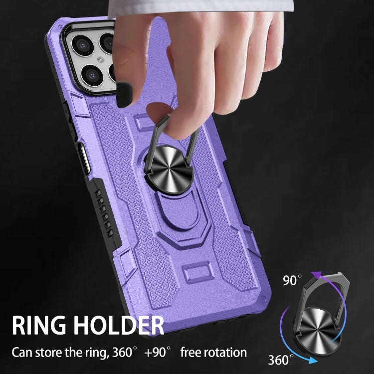 For Honor X8 Ring Holder Armor Hybrid Phone Case(Purple)