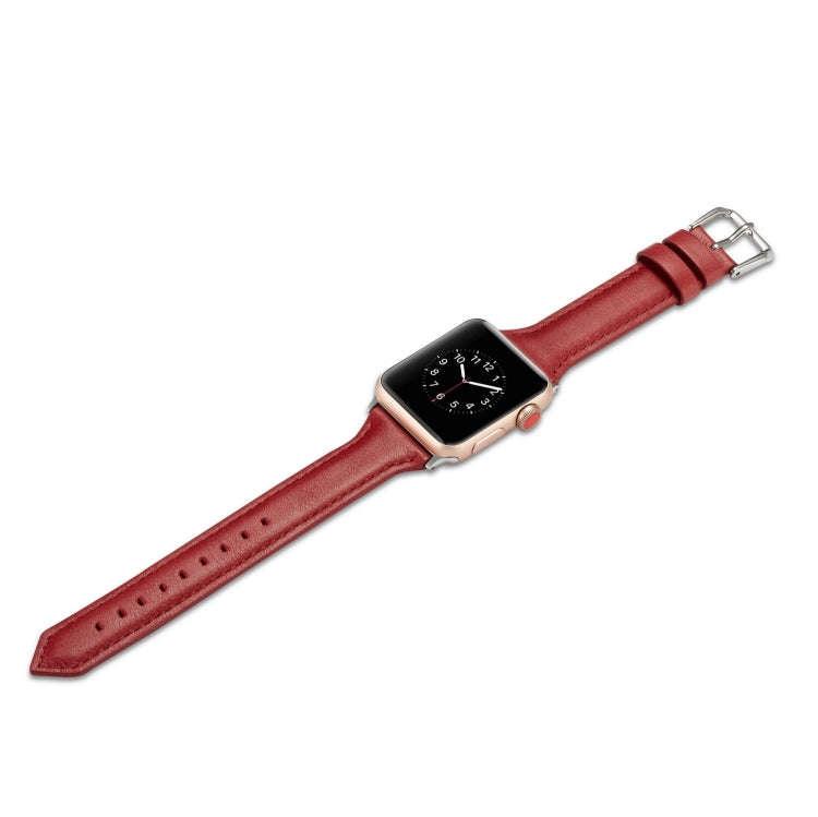 For Apple Watch 5/4 40mm & 3/2/1 38mm Thin Leather Watch Band(Red)