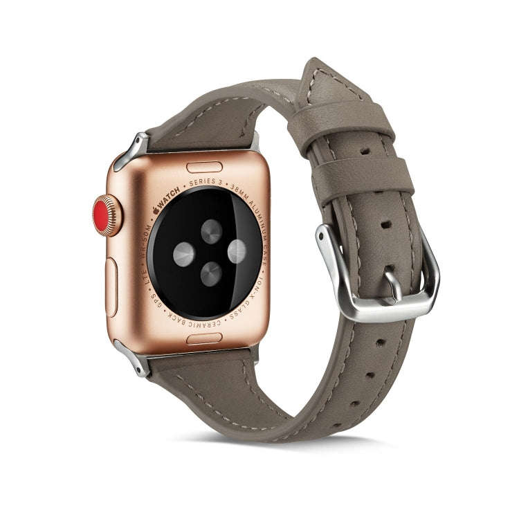 For Apple Watch 5/4 40mm & 3/2/1 38mm Thin Leather Watch Band(Grey)