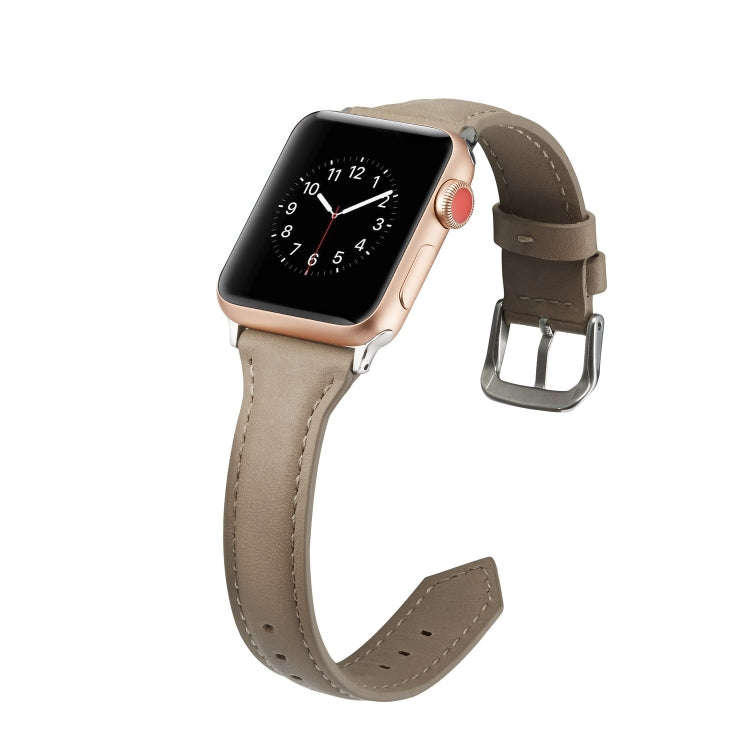 For Apple Watch 5/4 40mm & 3/2/1 38mm Thin Leather Watch Band(Grey)