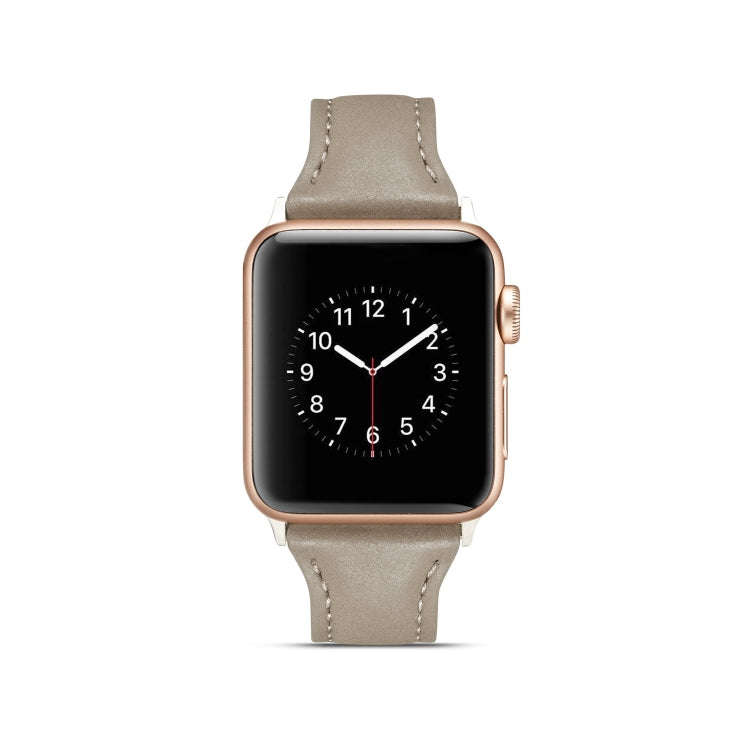 For Apple Watch 5/4 40mm & 3/2/1 38mm Thin Leather Watch Band(Grey)