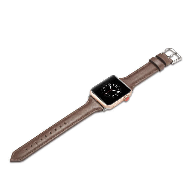 For Apple Watch 5/4 40mm & 3/2/1 38mm Thin Leather Watch Band(Coffee)