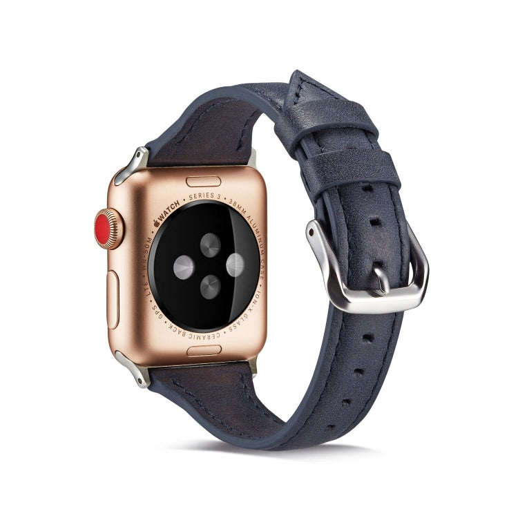 For Apple Watch 5/4 40mm & 3/2/1 38mm Thin Leather Watch Band(Blue)