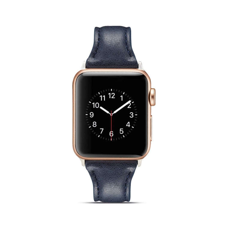 For Apple Watch 5/4 40mm & 3/2/1 38mm Thin Leather Watch Band(Blue)