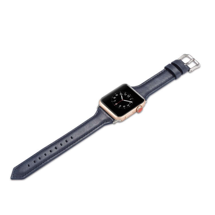 For Apple Watch 5/4 40mm & 3/2/1 38mm Thin Leather Watch Band(Blue)
