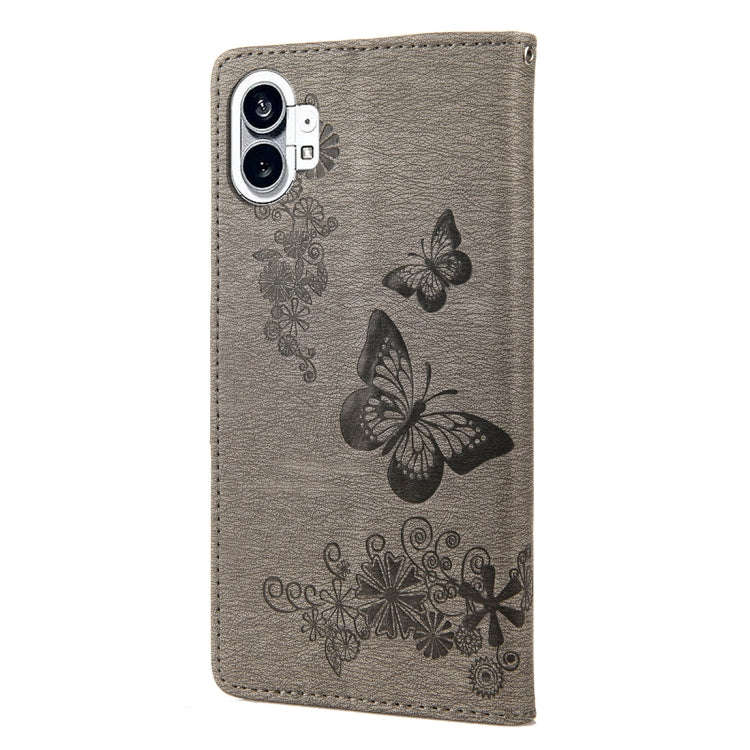 For Nothing Phone 1 Butterfly Embossed Horizontal Flip Leather Phone Case(Grey)