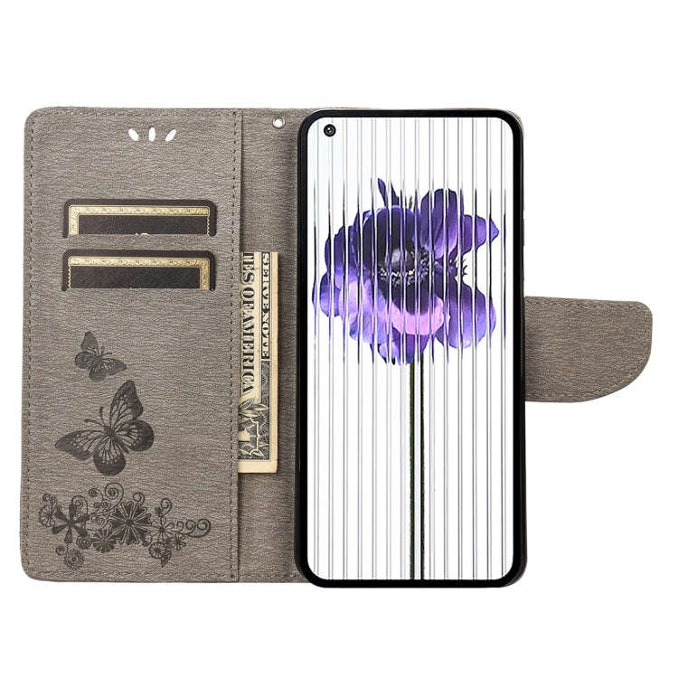 For Nothing Phone 1 Butterfly Embossed Horizontal Flip Leather Phone Case(Grey)