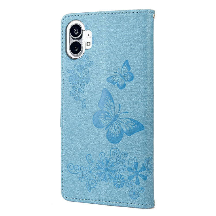 For Nothing Phone 1 Butterfly Embossed Horizontal Flip Leather Phone Case(Blue)