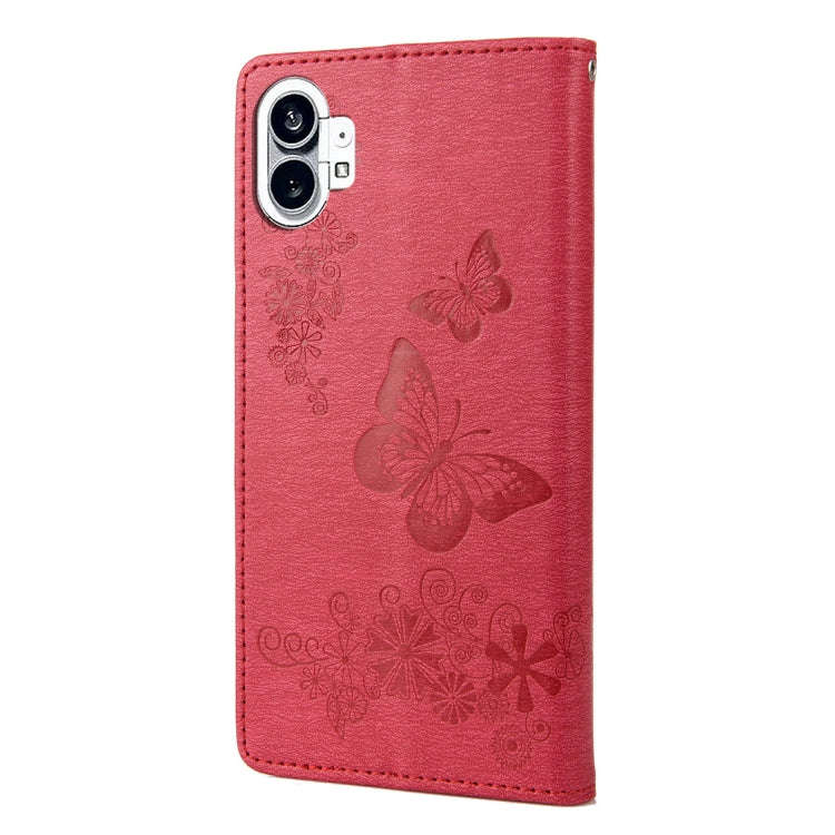 For Nothing Phone 1 Butterfly Embossed Horizontal Flip Leather Phone Case(Red)