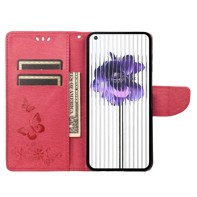 For Nothing Phone 1 Butterfly Embossed Horizontal Flip Leather Phone Case(Red)
