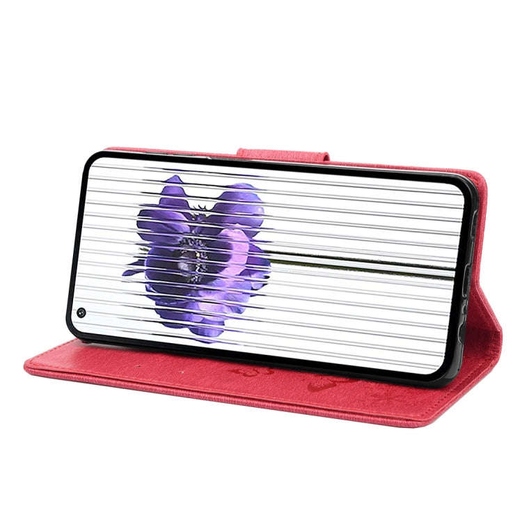 For Nothing Phone 1 Butterfly Embossed Horizontal Flip Leather Phone Case(Red)