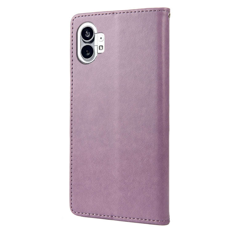 For Nothing Phone 1 Butterfly Flower Pattern Flip Leather Phone Case(Light Purple)