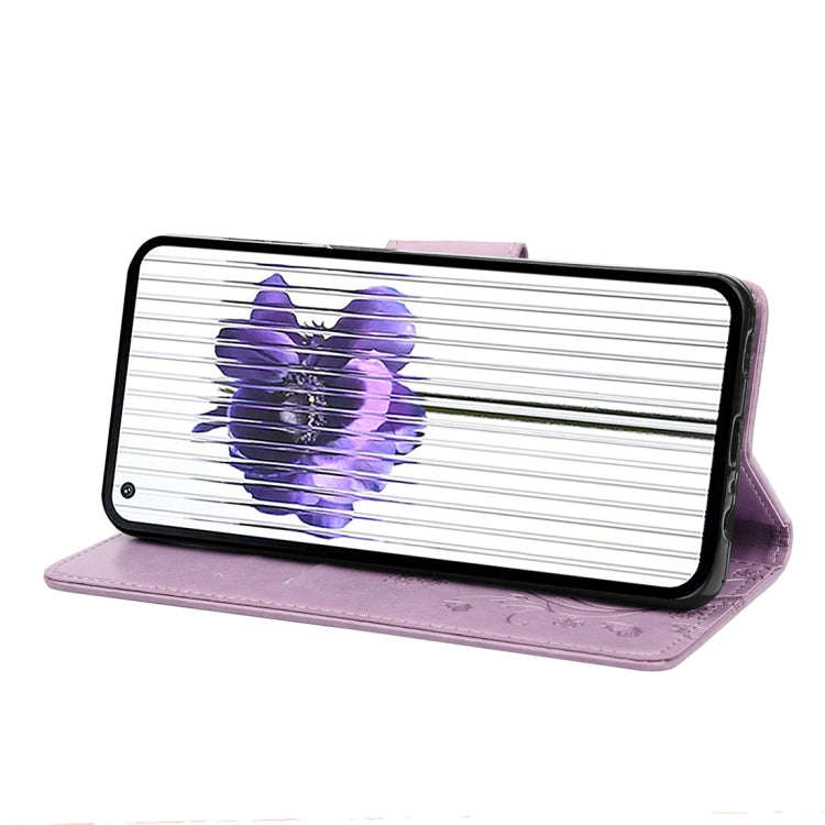 For Nothing Phone 1 Butterfly Flower Pattern Flip Leather Phone Case(Light Purple)