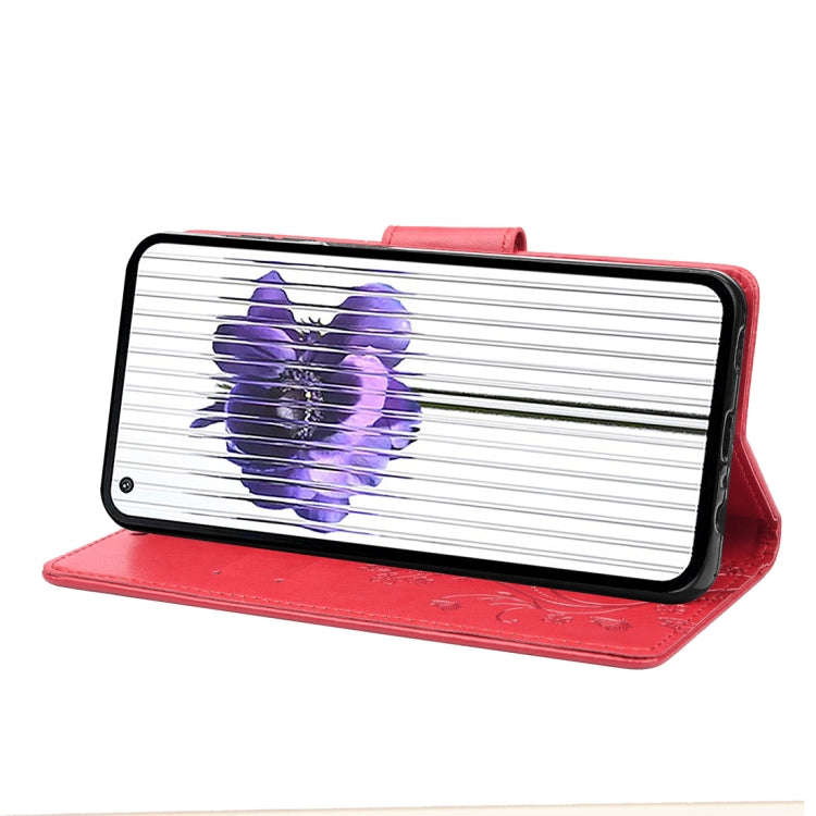 For Nothing Phone 1 Butterfly Flower Pattern Flip Leather Phone Case(Red)