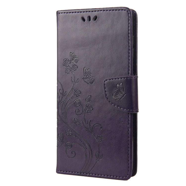 For Nothing Phone 1 Butterfly Flower Pattern Flip Leather Phone Case(Dark Purple)