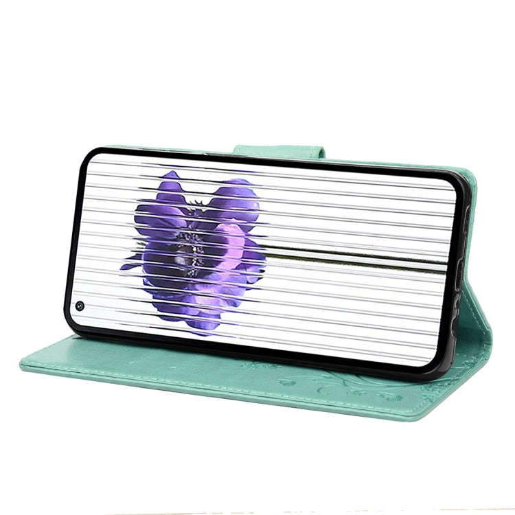 For Nothing Phone 1 Butterfly Flower Pattern Flip Leather Phone Case(Green)