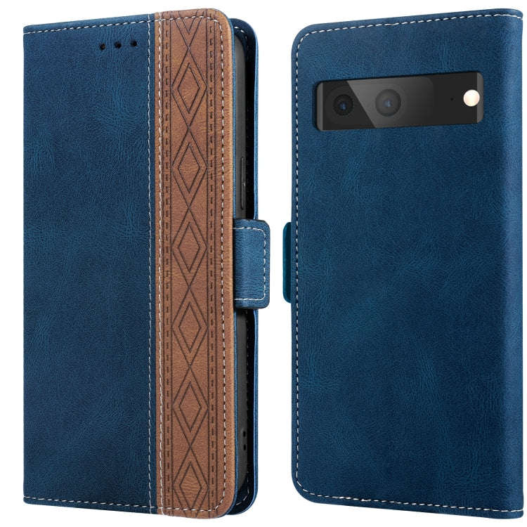 For Google Pixel 7 Stitching Side-Magnetic RFID Leather Phone Case(Royal Blue)