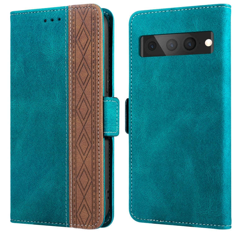For Google Pixel 7 Pro Stitching Side-Magnetic RFID Leather Phone Case(Dark Green)