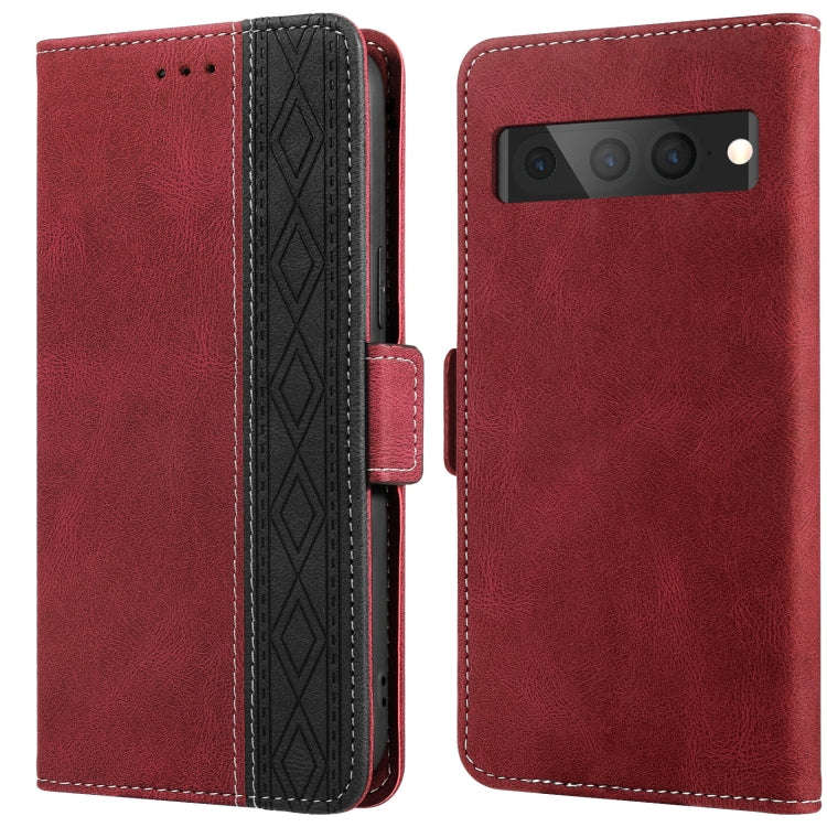 For Google Pixel 7 Pro Stitching Side-Magnetic RFID Leather Phone Case(Red)