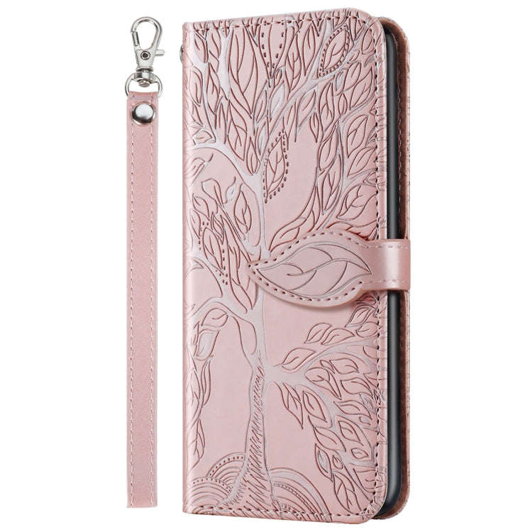 For Google Pixel 7 Life Tree Embossing Pattern Horizontal Flip Leather Phone Case(Rose Gold)