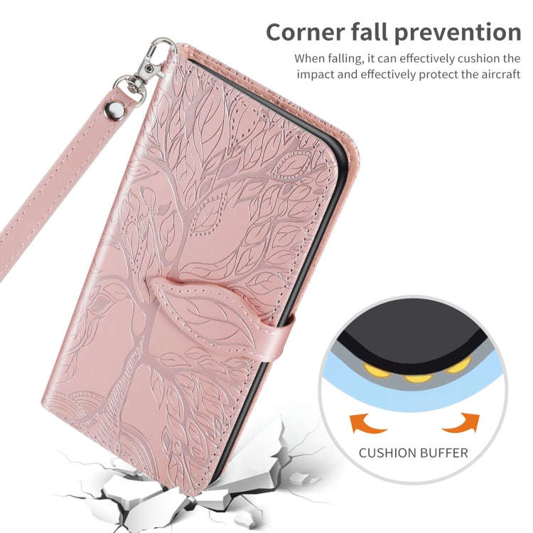 For Google Pixel 7 Life Tree Embossing Pattern Horizontal Flip Leather Phone Case(Rose Gold)