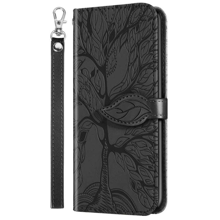 For Google Pixel 7 Pro Life Tree Embossing Pattern Horizontal Flip Leather Phone Case(Black)
