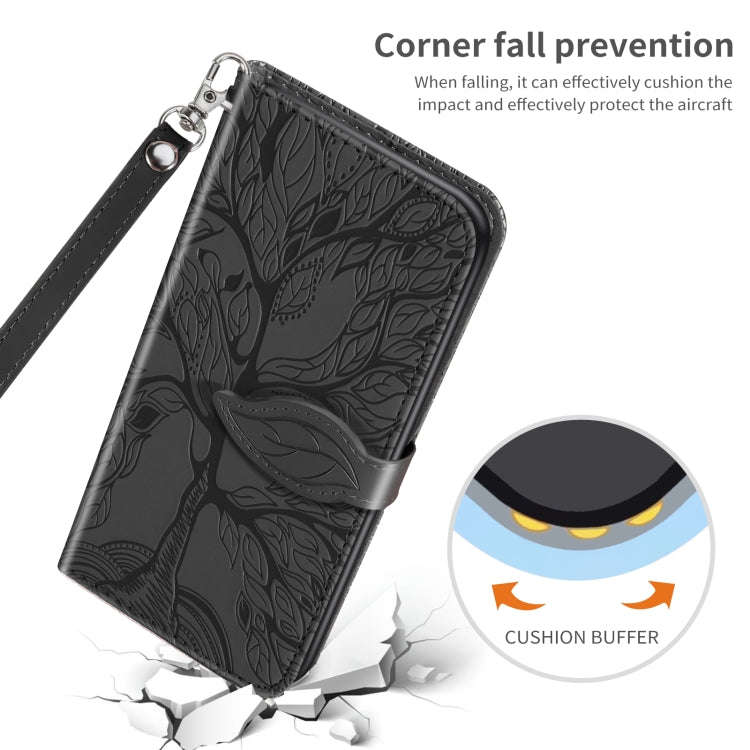 For Google Pixel 7 Pro Life Tree Embossing Pattern Horizontal Flip Leather Phone Case(Black)