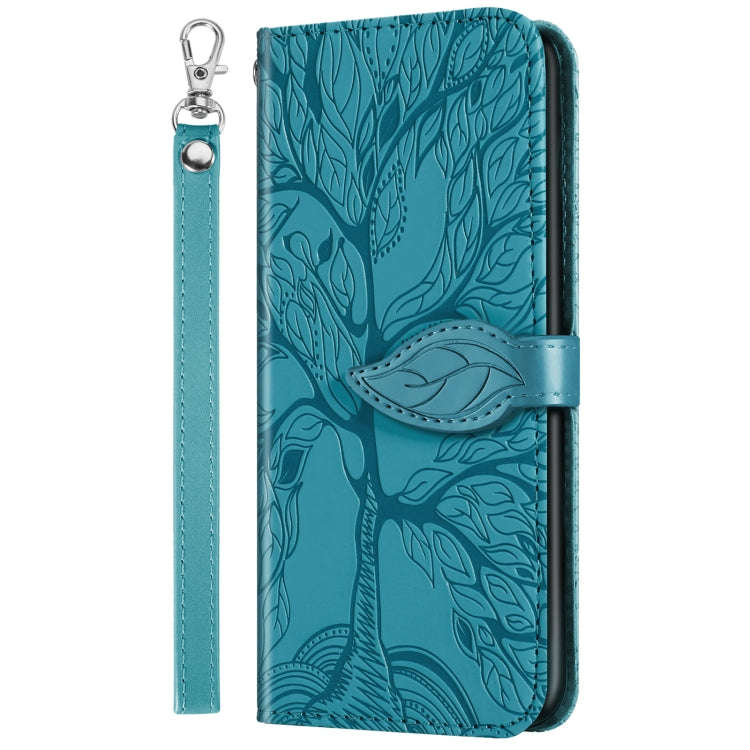 For Google Pixel 7 Pro Life Tree Embossing Pattern Horizontal Flip Leather Phone Case(Blue)