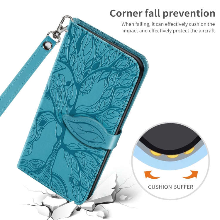 For Google Pixel 7 Pro Life Tree Embossing Pattern Horizontal Flip Leather Phone Case(Blue)