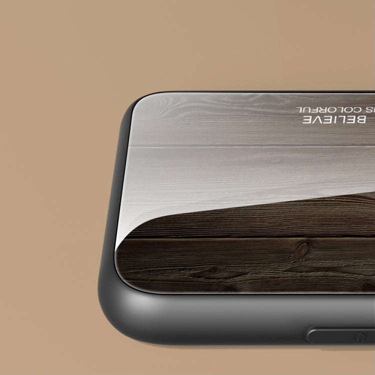 For Honor X8 Wood Grain Glass Phone Case(Dark Brown)