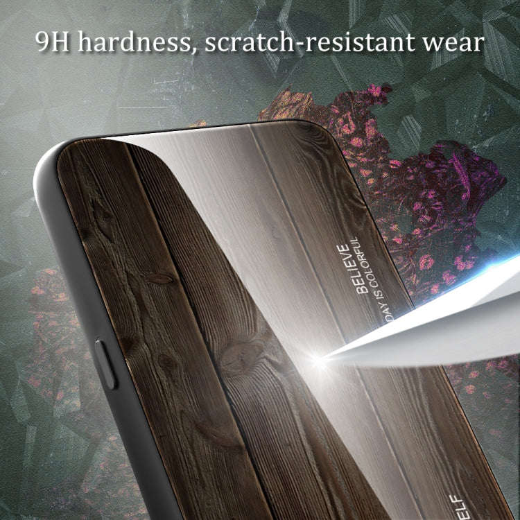 For Honor X8 Wood Grain Glass Phone Case(Dark Brown)