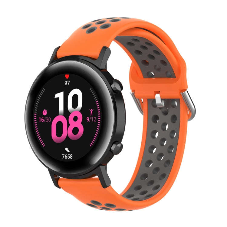 For Huawei Watch GT2 42MM 20mm Clasp Two Color Sport Watch Band(Orange + Grey)