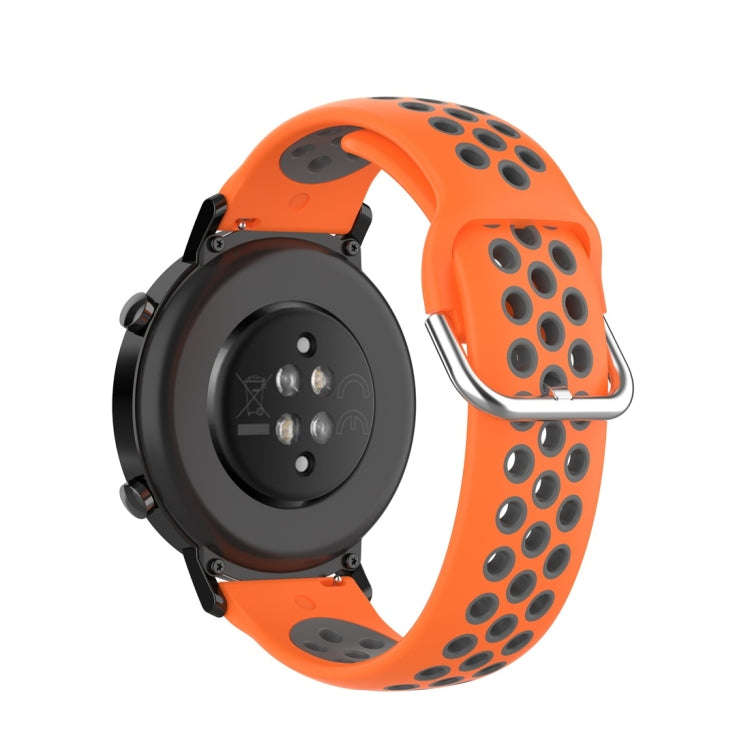 For Huawei Watch GT2 42MM 20mm Clasp Two Color Sport Watch Band(Orange + Grey)