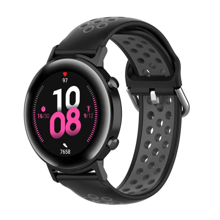 For Huawei Watch GT2 42MM 20mm Clasp Two Color Sport Watch Band(Black + Grey)